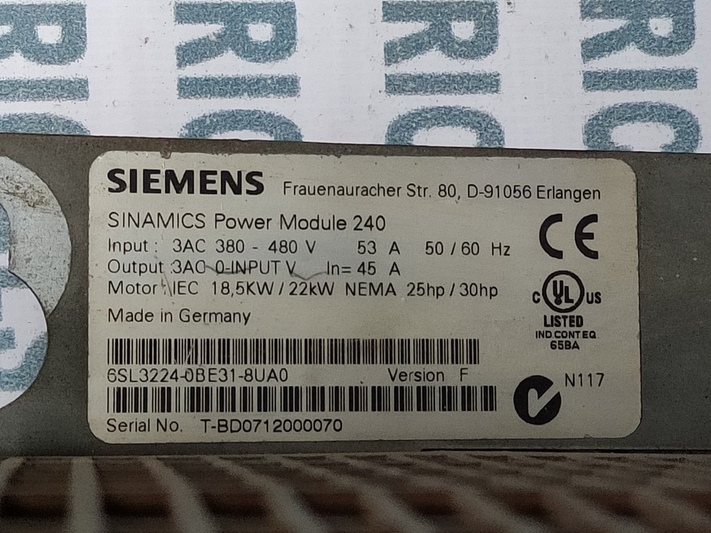 Siemens Power Module 6sl3224-0be31-8ua0