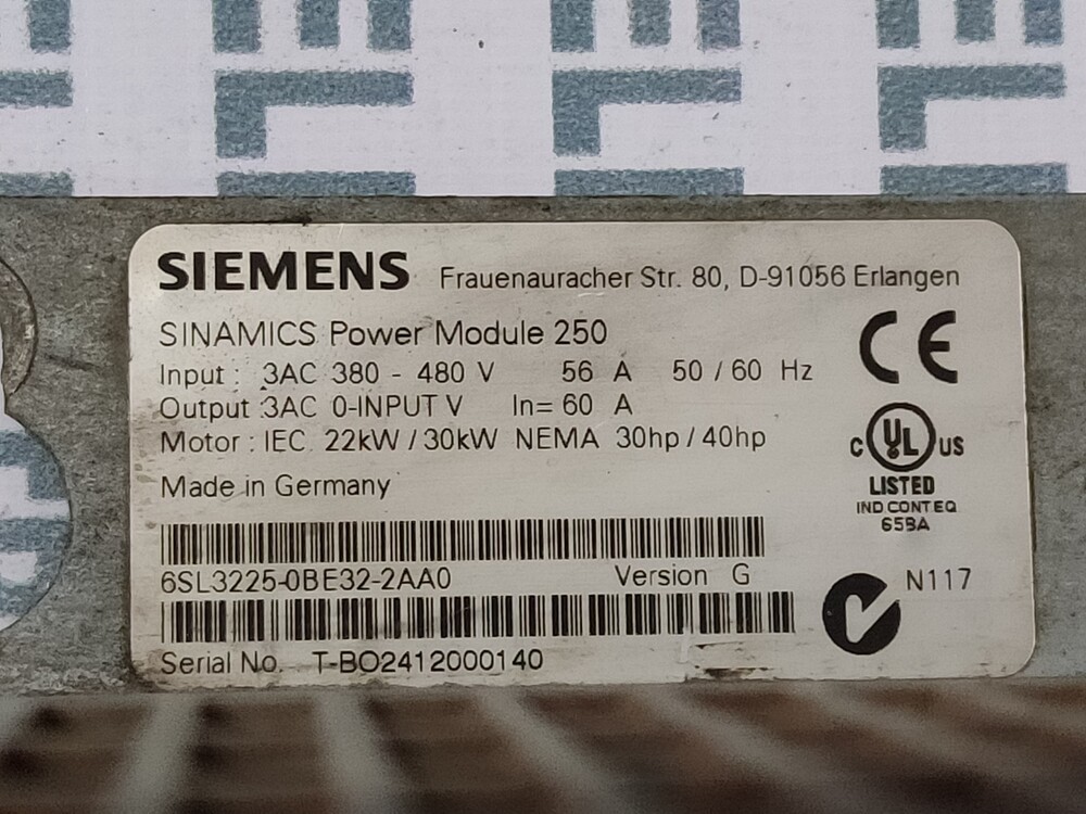 Siemens Power Module 6sl3225-0be32-2aa0