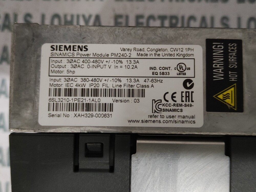Siemens Power Module 6sl3210-1pe21-1al0