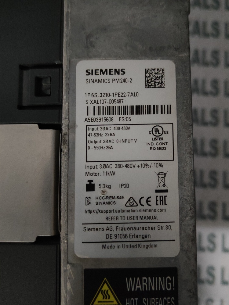 Siemens Power Module 6sl3210-1pe22-7al0