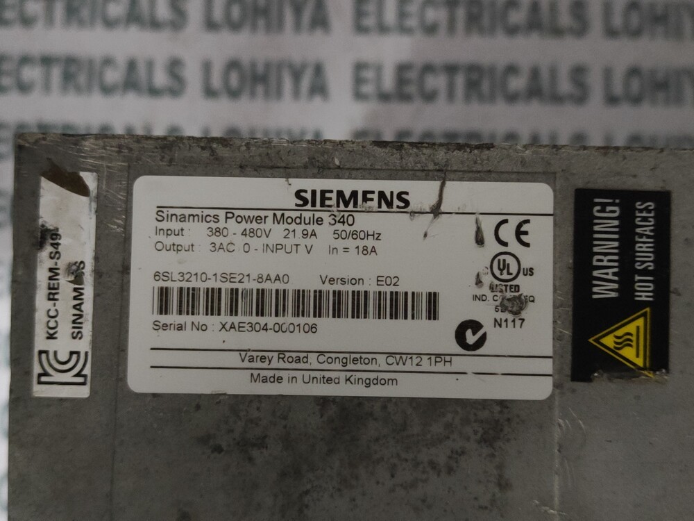 Siemens Power Module 6sl3210-1se21-8aa0