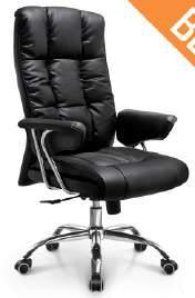 Black Office Chair - Steel Frame, Wood Finish | Modern Design, Durable and Easy to Clean