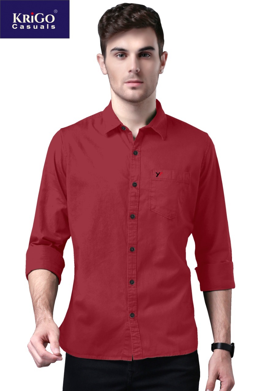 Mens Plan Cotton Shirts (Krigo Fine) - Cotton, Available In M To Xxl, 15 Colors | Breathable, Full Sleeves, Standard Collar, Washable, Cool Dry