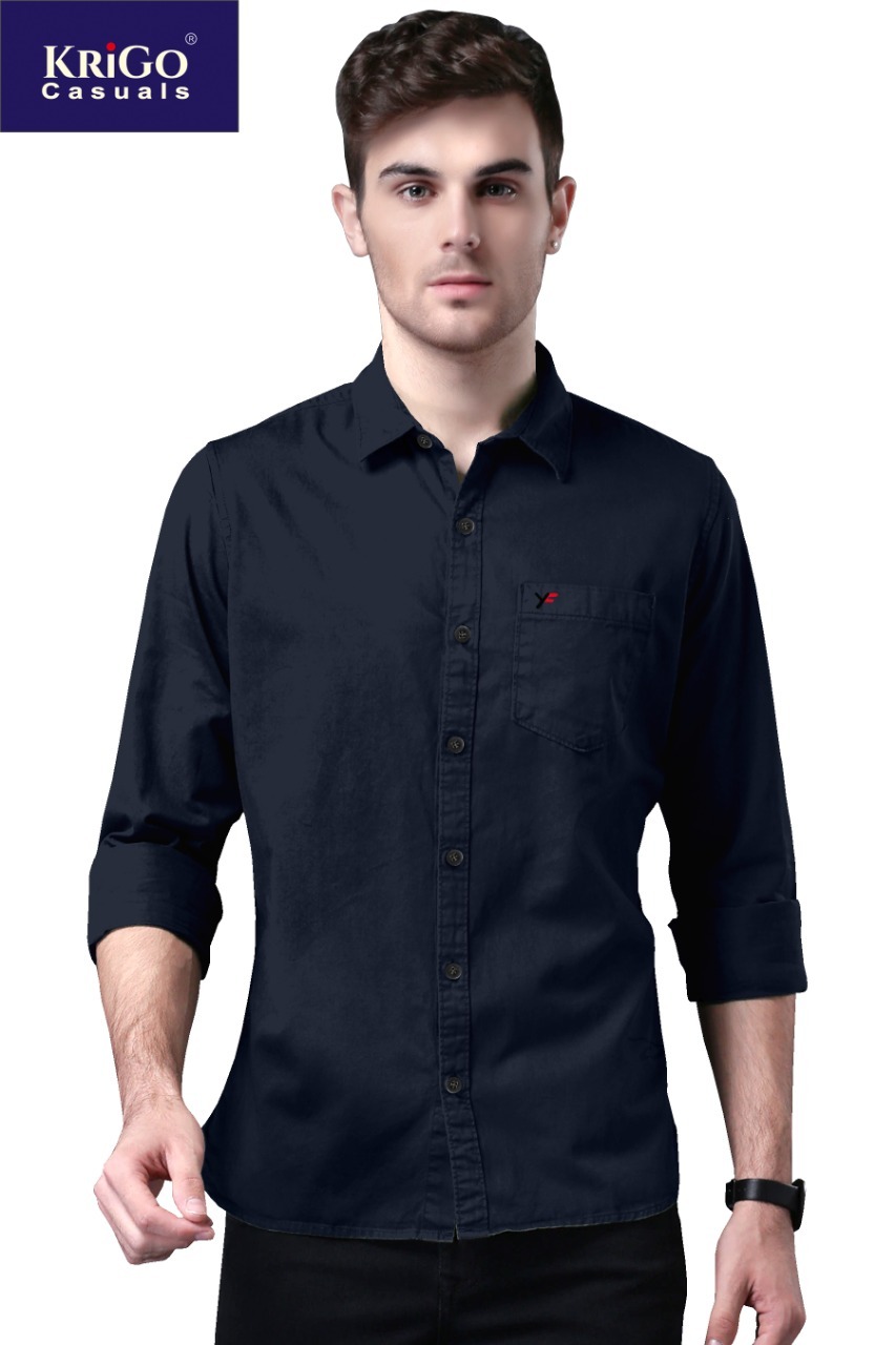 Mens Plan Cotton Shirts (Krigo Fine) - Cotton, Available In M To Xxl, 15 Colors | Breathable, Full Sleeves, Standard Collar, Washable, Cool Dry