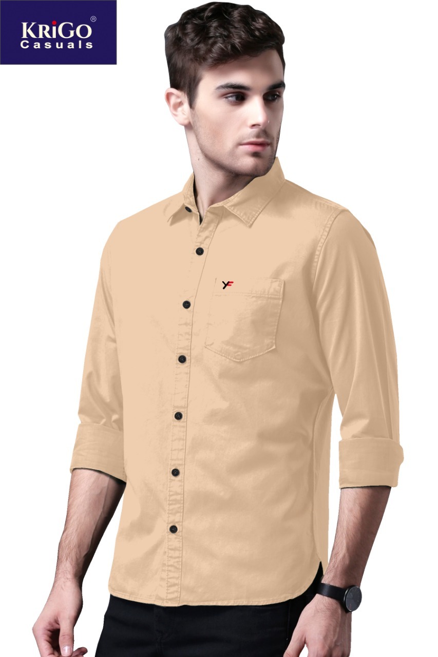 Mens Plan Cotton Shirts (Krigo Fine) - Cotton, Available In M To Xxl, 15 Colors | Breathable, Full Sleeves, Standard Collar, Washable, Cool Dry