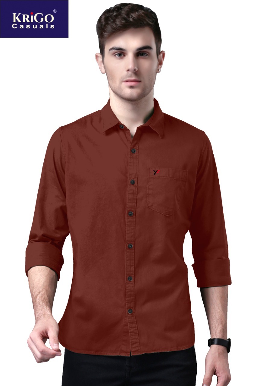 Mens Plan Cotton Shirts (Krigo Fine) - Cotton, Available In M To Xxl, 15 Colors | Breathable, Full Sleeves, Standard Collar, Washable, Cool Dry