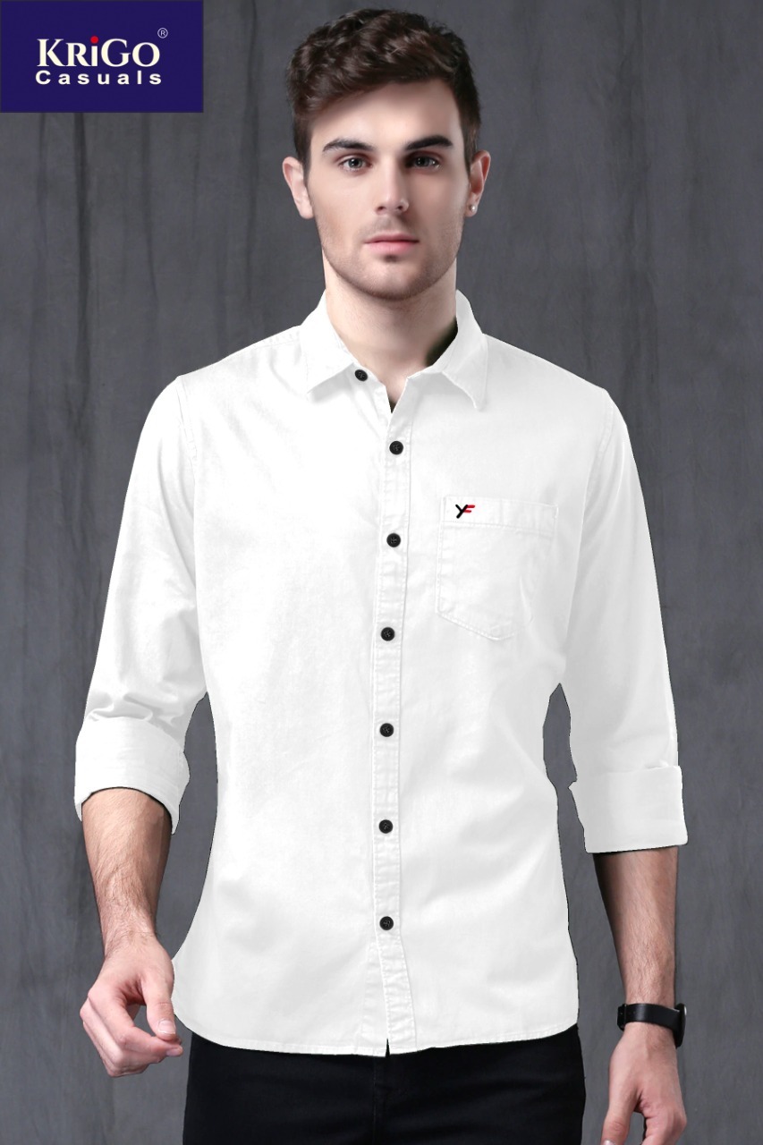 Mens Plan Cotton Shirts (Krigo Fine) - Cotton, Available In M To Xxl, 15 Colors | Breathable, Full Sleeves, Standard Collar, Washable, Cool Dry