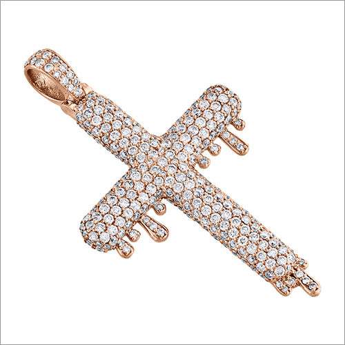 Diamond Cross Pendants In Lab Grown Diamond In 10K Rose Gold Diamond Carat Weight: 3.00 Carat