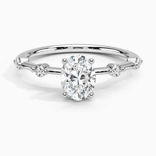 Oval Shape Diamond Wedding Ring In Lab Grown Diamonds 18K White Gold 1.5 Ct With Side Accents Density: N/A