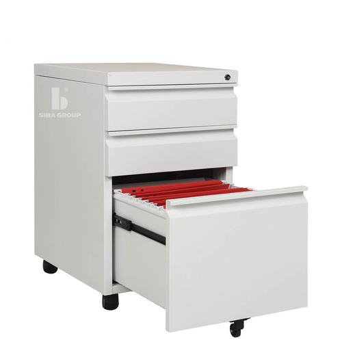 Powder Coating High Quality 3 Drawer Steel Office Use White Metal File Storage Mobile Pedestal Cabinet
