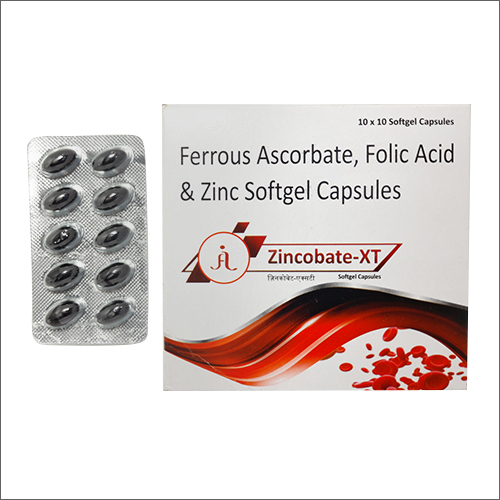 Zincobate Xt Ferrous Ascorbate Folic Acid And Zinc Softgel Capsules General Medicines