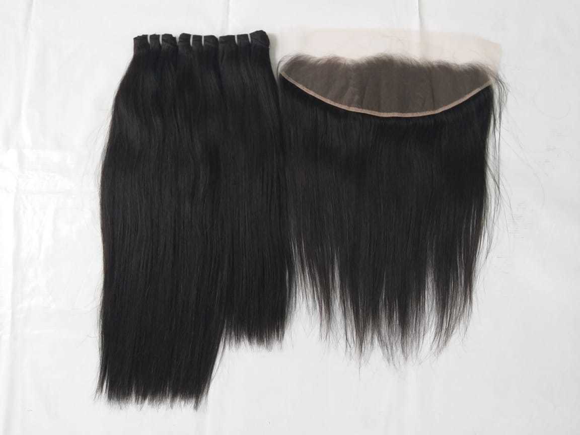 Brazilian Virgin Straight Hair With Swiss Transparent Lace Frontal - Length: 10-24 Inch (In)