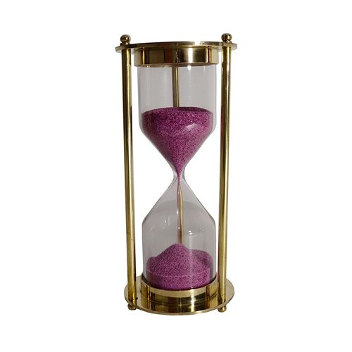 Sohrab Nauticals Solid Brass 5 Minute Sand Timer Very Beautifull Product Use As Home Decor Office Desk Etc Size Hight 14.5cm Colour Gold Finishing Size L=6.5cm W=6.5cm H=14.5cm