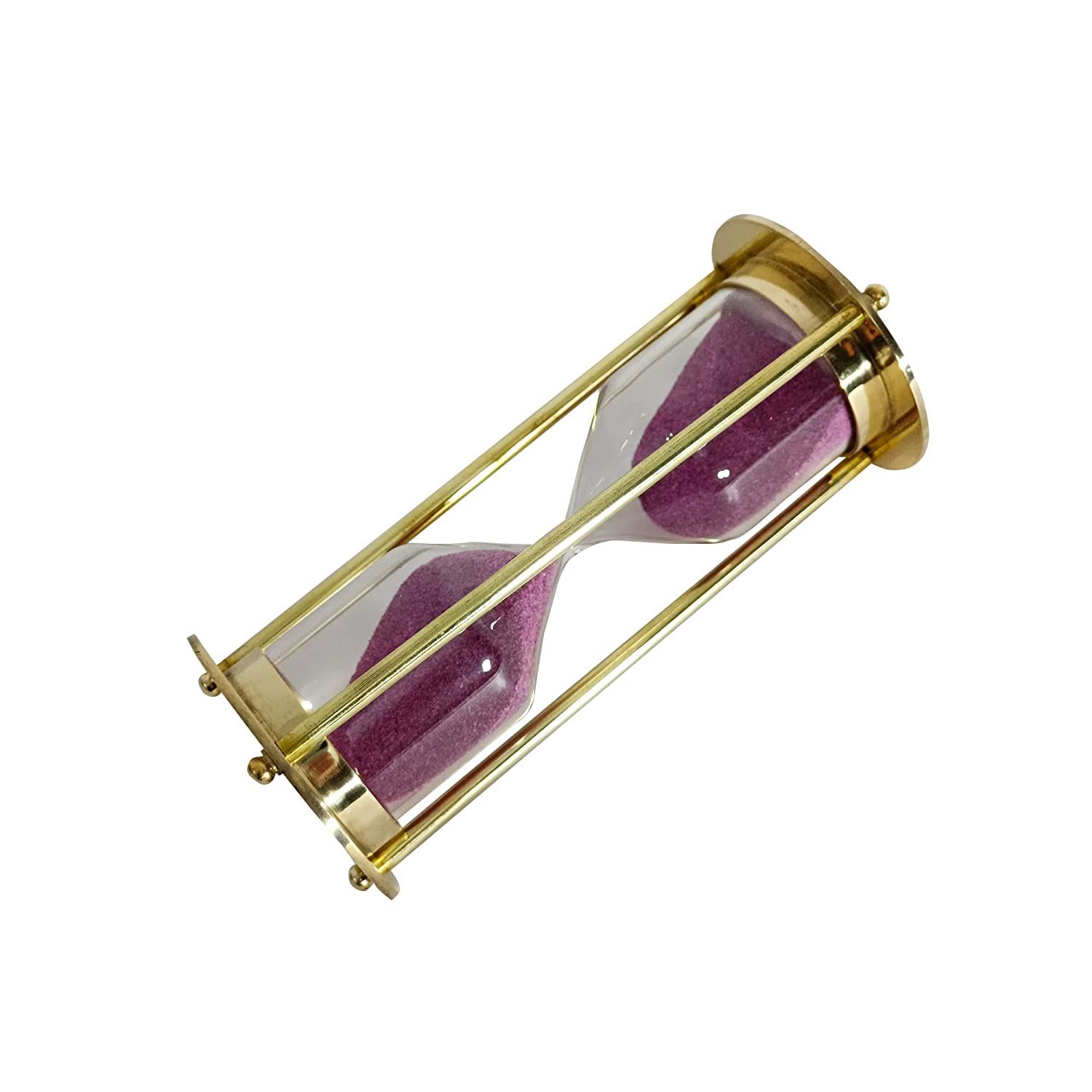 Sohrab Nauticals Solid Brass 5 Minute Sand Timer Very Beautifull Product Use As Home Decor Office Desk Etc Size Hight 14.5cm Colour Gold Finishing Size L=6.5cm W=6.5cm H=14.5cm