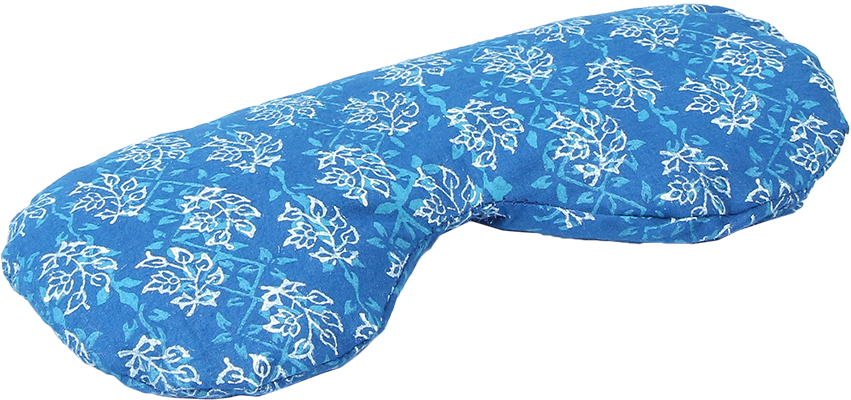 Eye Pillow - Dyed Cotton/ Linen/ Silk, 22.5x10 cm, Neavy Blue | Lightweight, Solid Built, Exquisite Patterns, Zip Closure with Lavender Filling