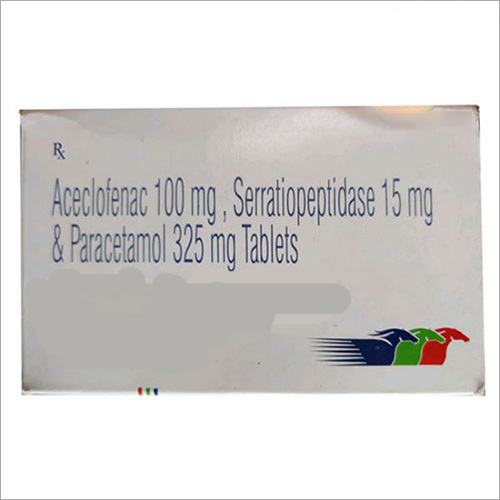 Aceclofenac, Serratiopeptidase & Paracetamol Tablets - 100mg, 15mg & 325mg | Pain Relief for Mild Migraine, Headache, & Musculoskeletal Pain