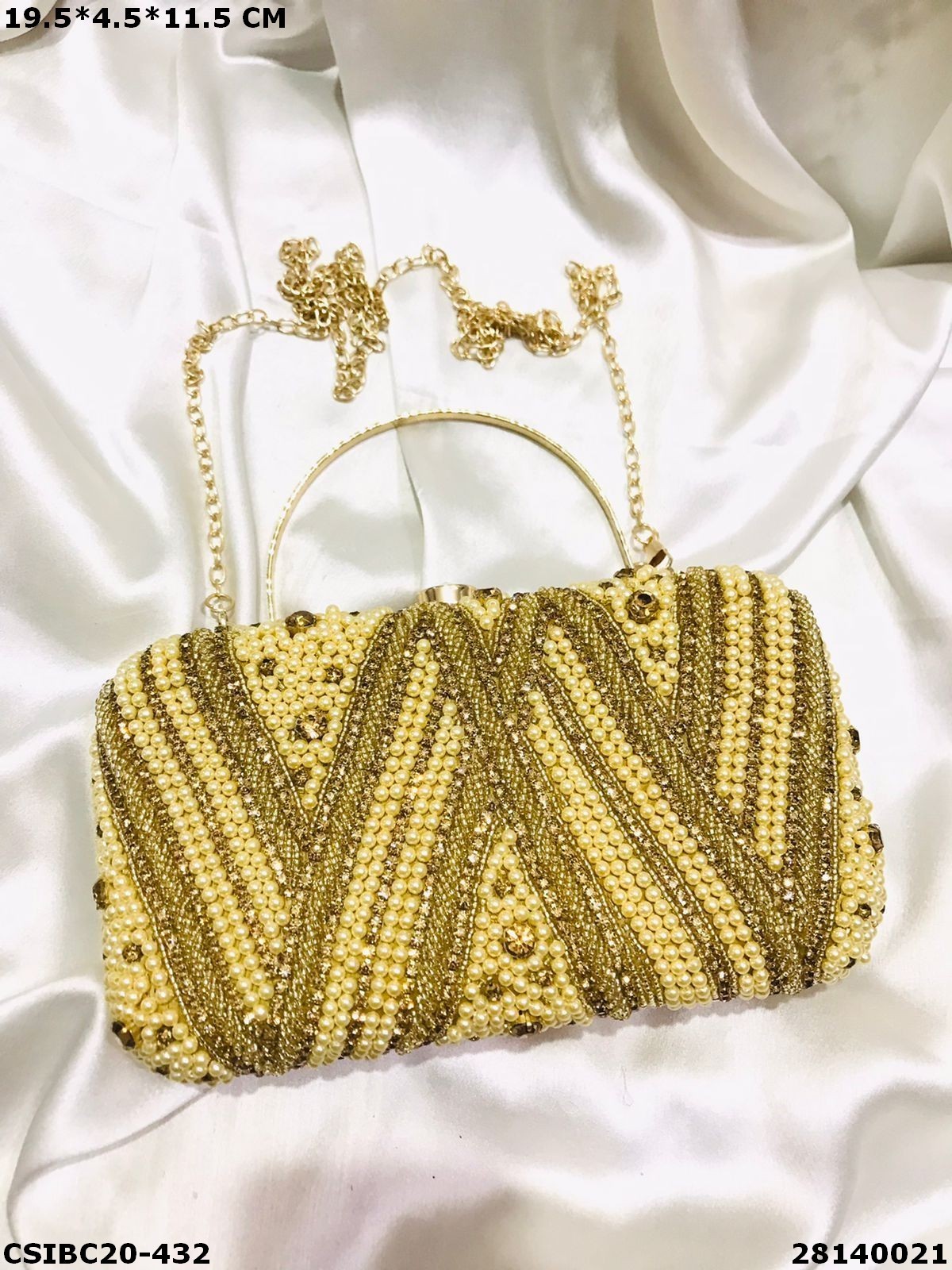 Designer Box Clutch - Raw Silk, 19.5x4.5x11.5cm , Hand Made Multi Rectangle Design For Women