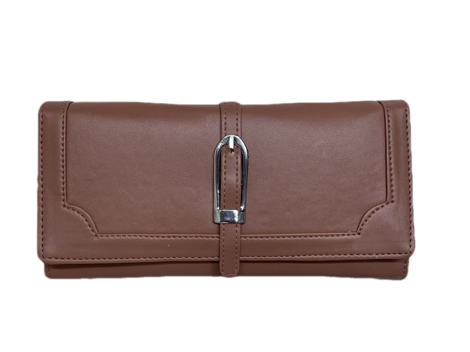 Ledies Wallet - Leather, 19x10x3 Cm, Burgundy | Durable Material, Multiple Compartments, Metal Clasp Closure, Stylish Design, Compact Size