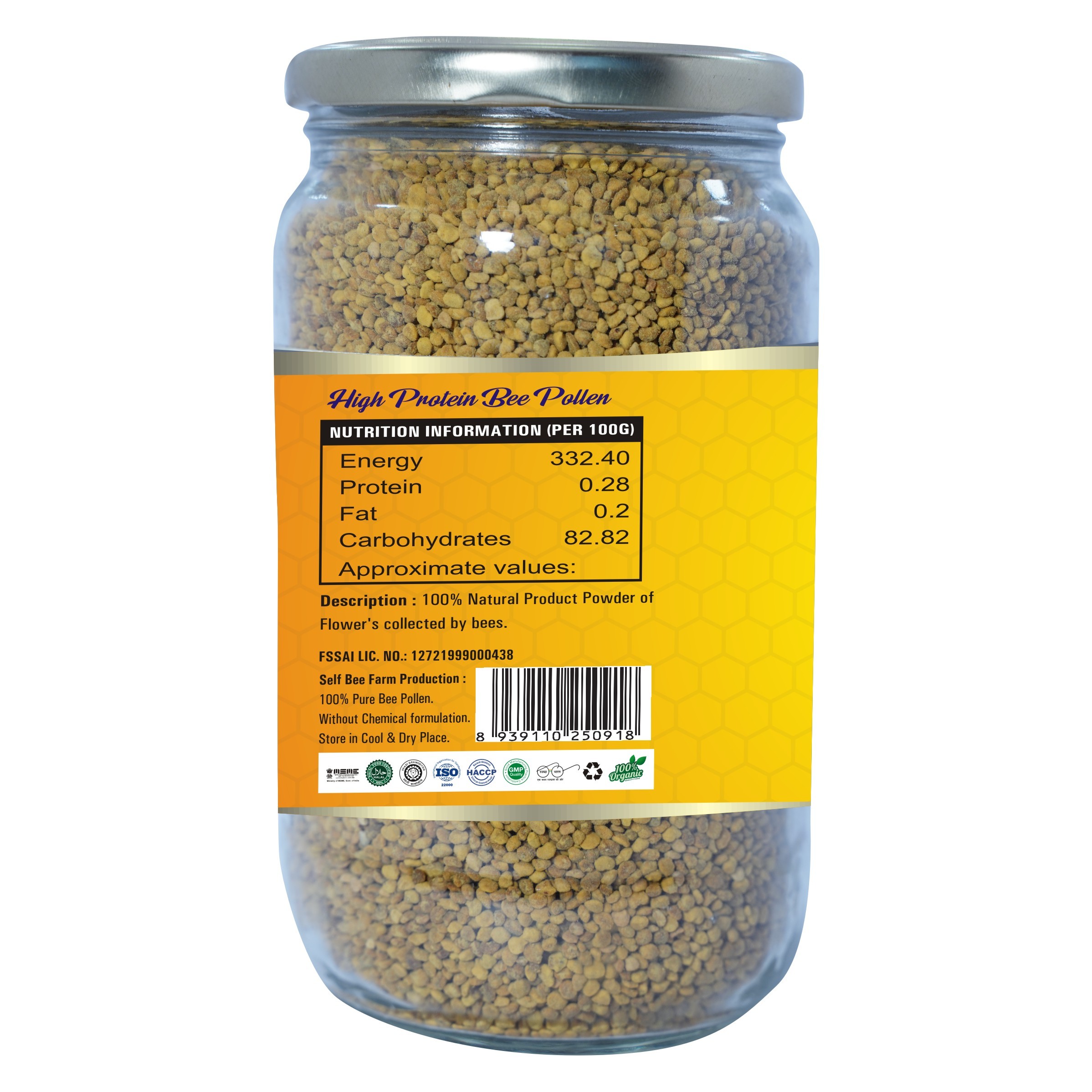 Pollen Honey - 100% Natural, 250g Jar | High Protein, Expert Manufactured, Self Bee Farm Production, Antioxidant-rich