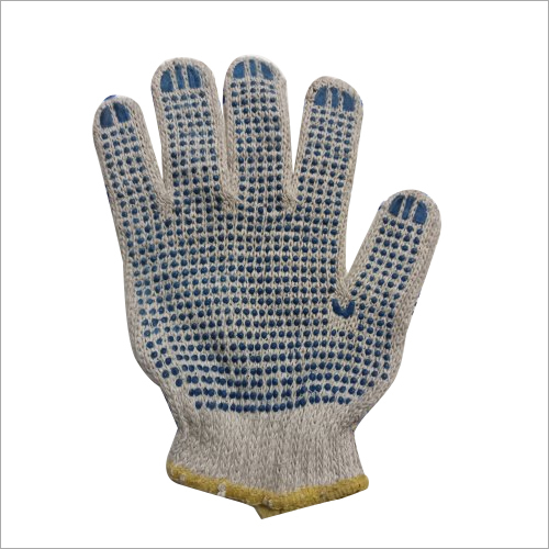 कॉटन इंडस्ट्रियल ब्लू डॉटेड सेफ्टी हैंड ग्लव्स