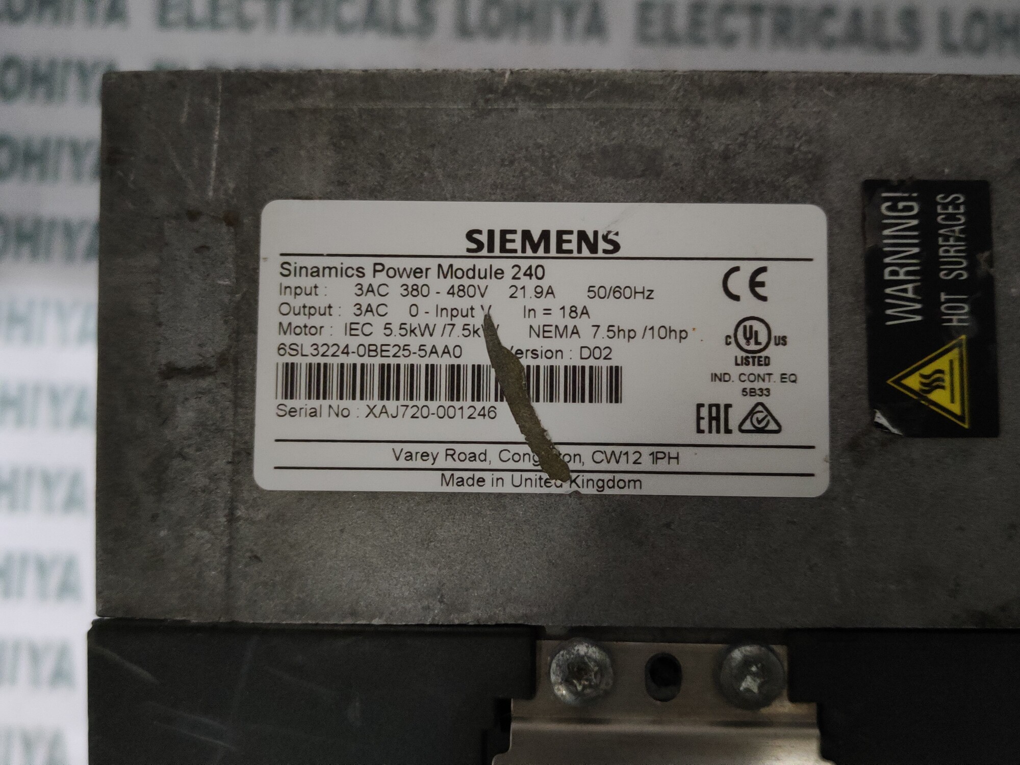 Siemens Power Module 6sl3224-0be25-5aa0
