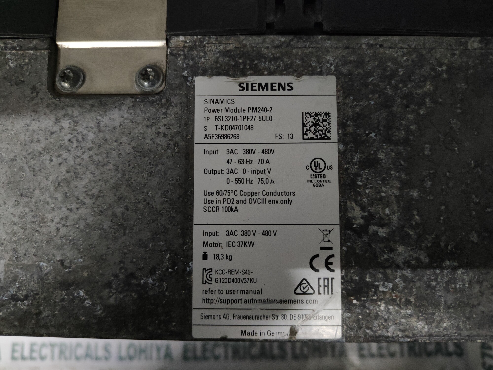 Siemens Power Module 6sl3210-1pe27-5ul0