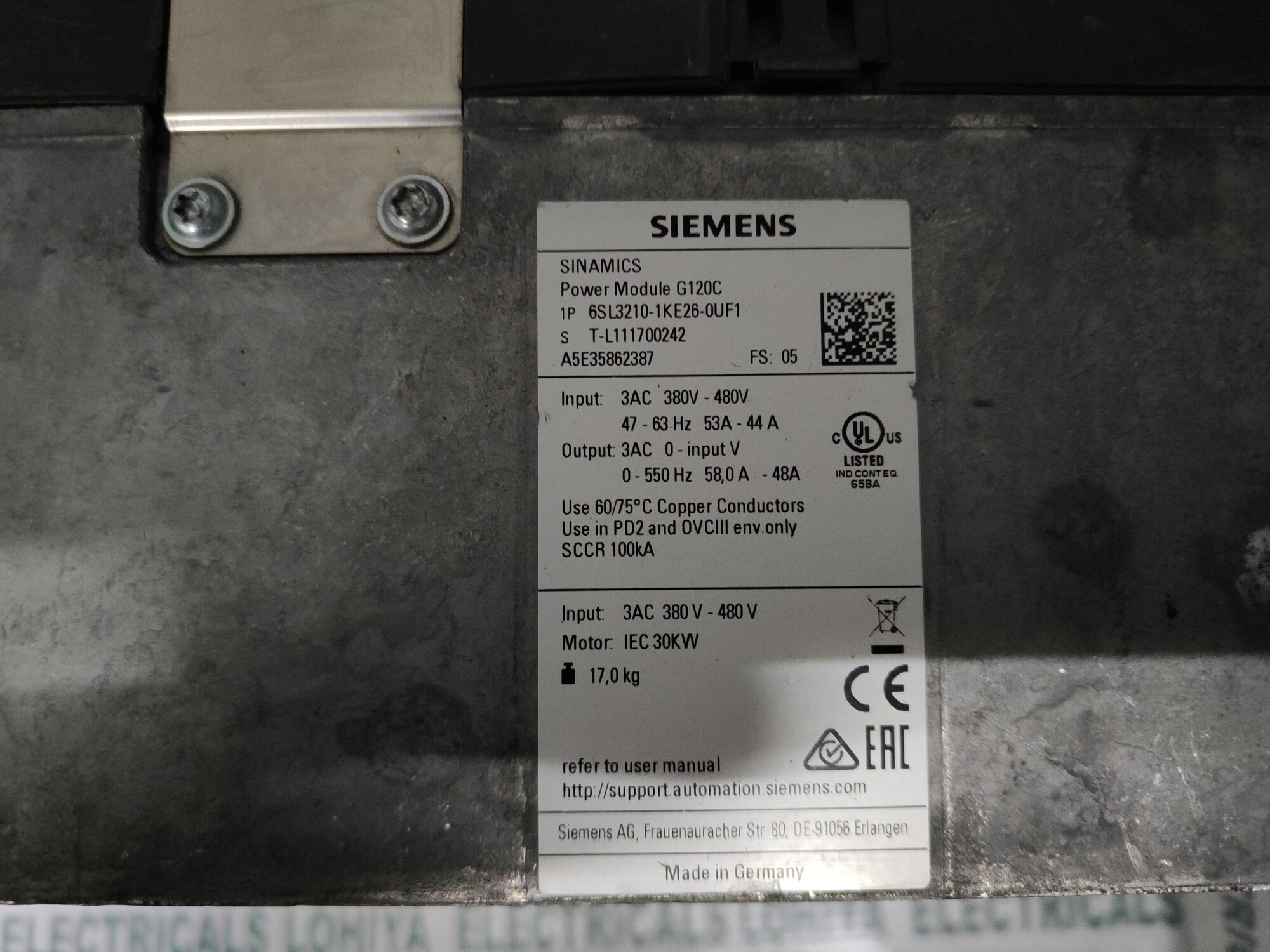 Siemens Power Module 6sl3210-1ke26-0uf1