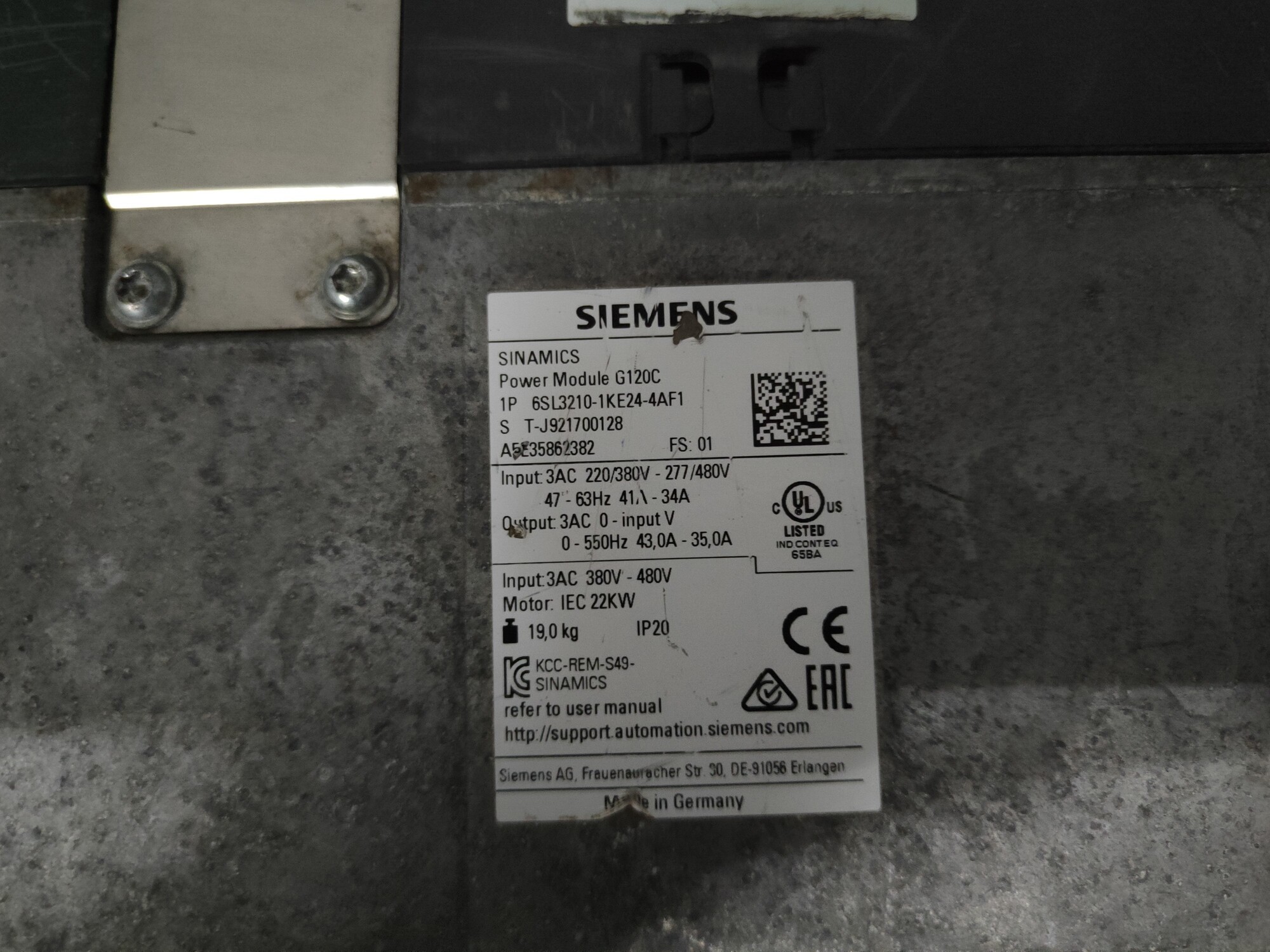 Siemens Power Module 6sl3210-1ke24-4af1