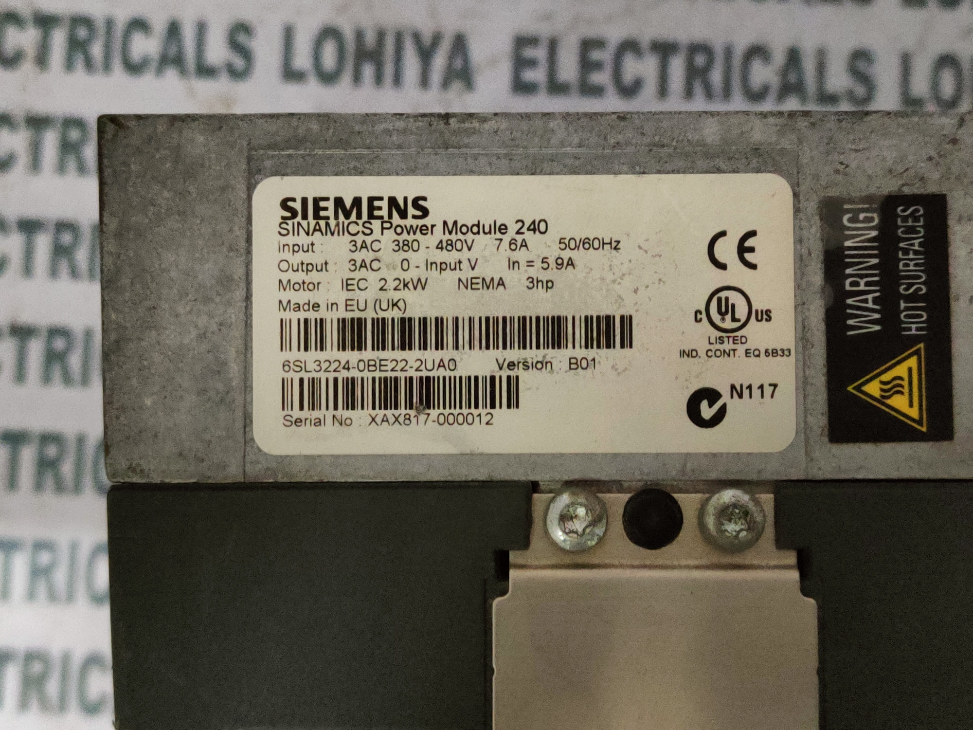 Siemens Power Module 6sl3224-0be22-2ua0