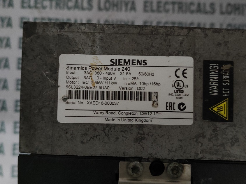 Siemens Power Module 6sl3224-0be27-5ua0