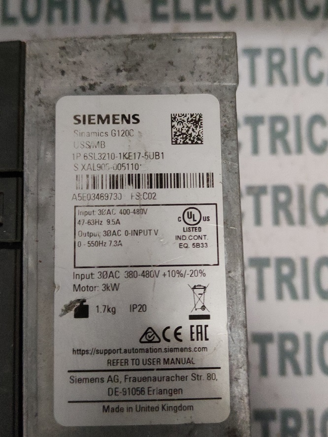 Siemens Power Module 6sl3210-1ke17-5ub1