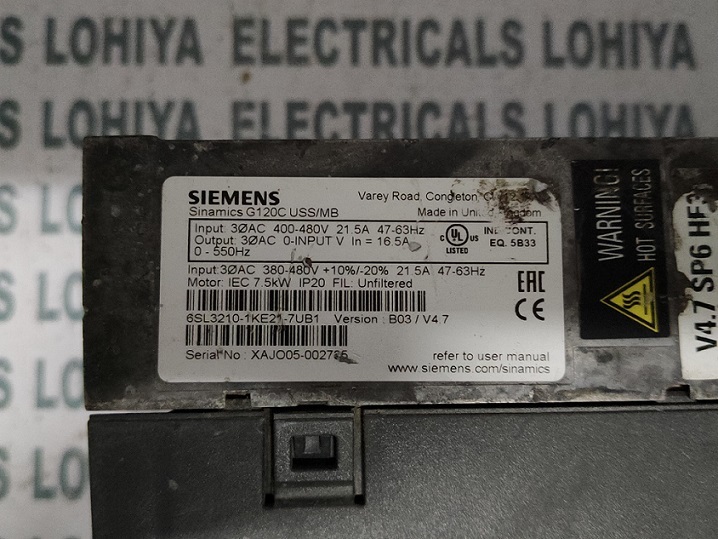 Siemens Power Module 6sl3210-1ke21-7ub1