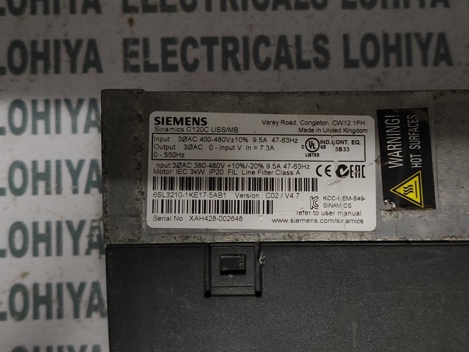 Siemens Power Module 6sl3210-1ke17-5ab1