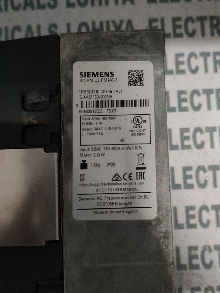 Siemens Power Module 6sl3210-1pe16-1al1