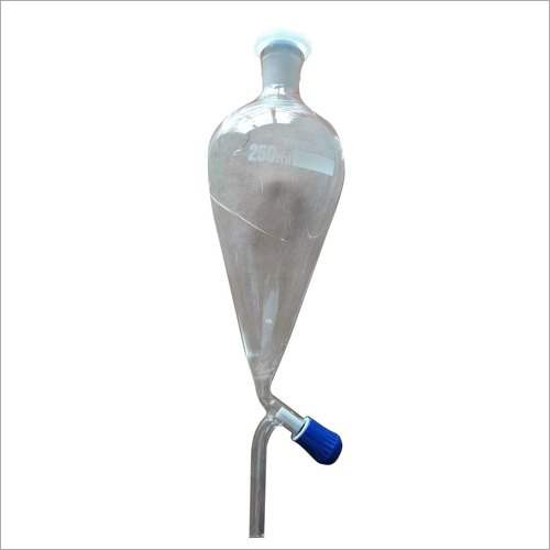 Laboratory Separating Funnel - 250ml Capacity, 5mm Mouth Diameter, Borosilicate Glass, 160°C Temperature Resistance | Ideal for Immiscible Liquid Separation in Chemical Labs