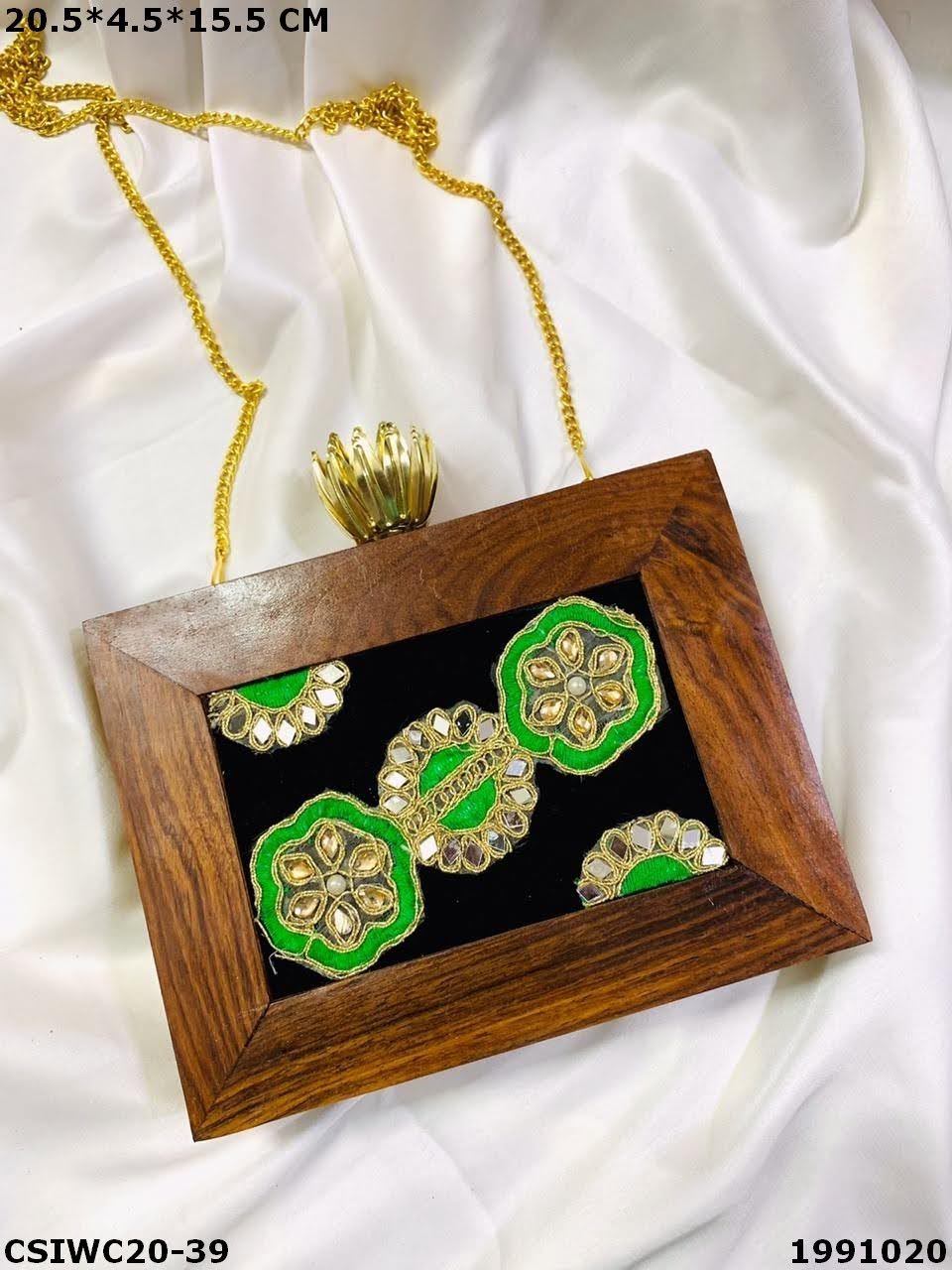 Multi Designer Wooden Clutch Bag