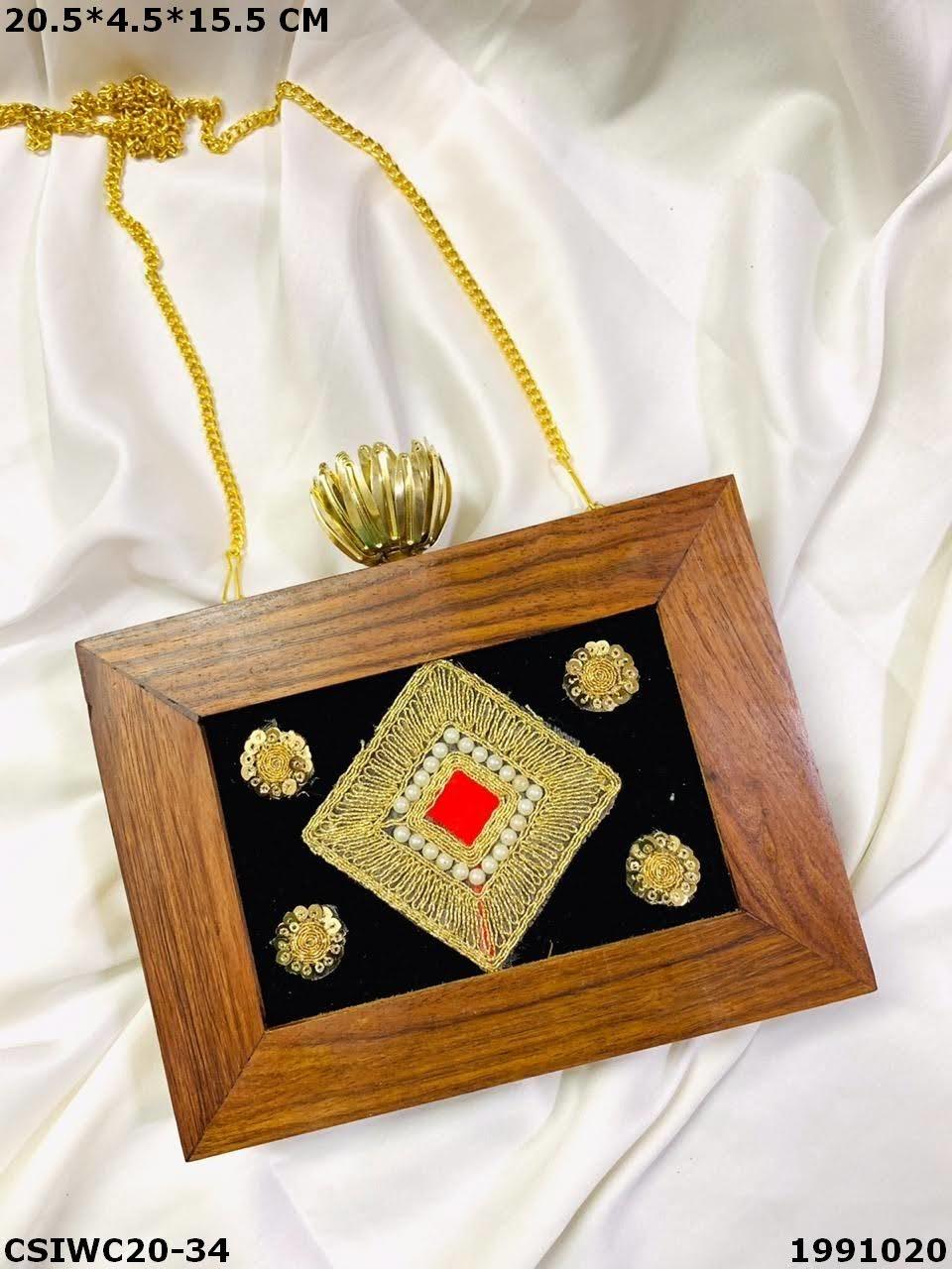Multi Designer Wooden Clutch Bag