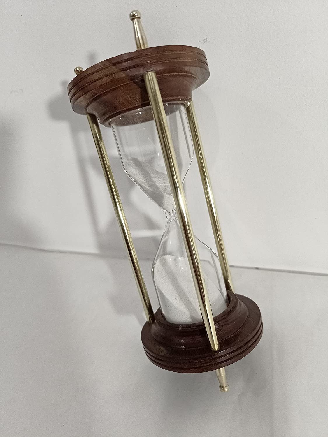 Sohrab Nauticals Wooden Sand Timer Hourglass With Brass Rod 15 Minutes Antique Sand Timer