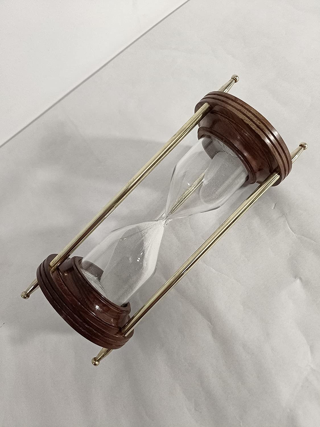 Sohrab Nauticals Wooden Sand Timer Hourglass With Brass Rod 15 Minutes Antique Sand Timer