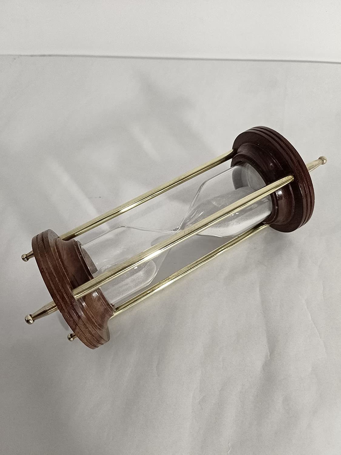 Sohrab Nauticals Wooden Sand Timer Hourglass With Brass Rod 15 Minutes Antique Sand Timer