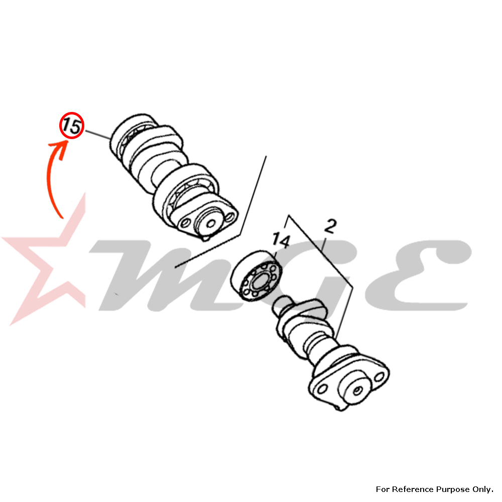 Camshaft Comp. For Honda Cbf125 - Reference Part Number - #14100-kwf-901, #14100-kwf-900, #14100-kvf-900 - Material: As Per Photo