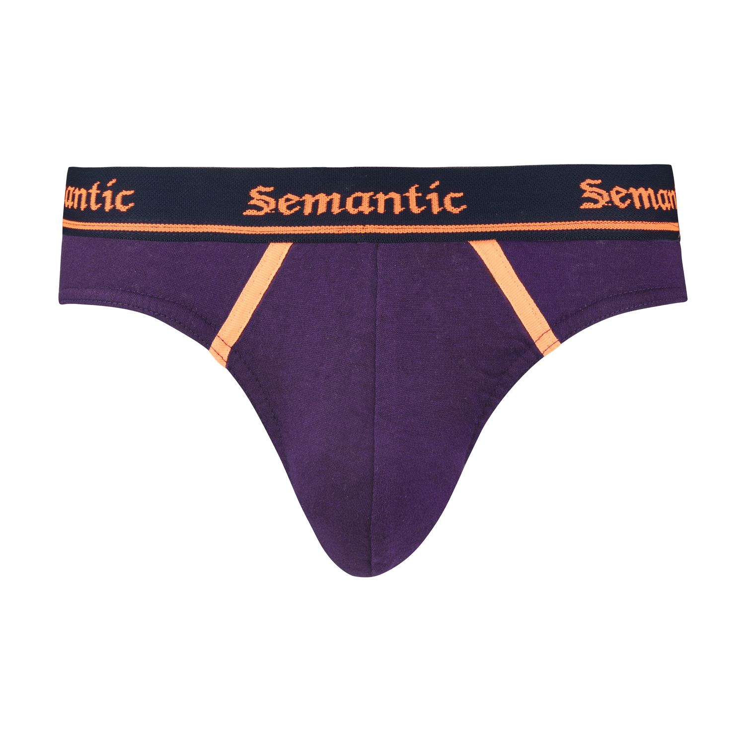 Semantic Cotton Briefs - Designer Waistband With Tape, Solid Purple Color | Plain Pattern, Available In Sizes S, M, L, Xl, Xxl For All Seasons