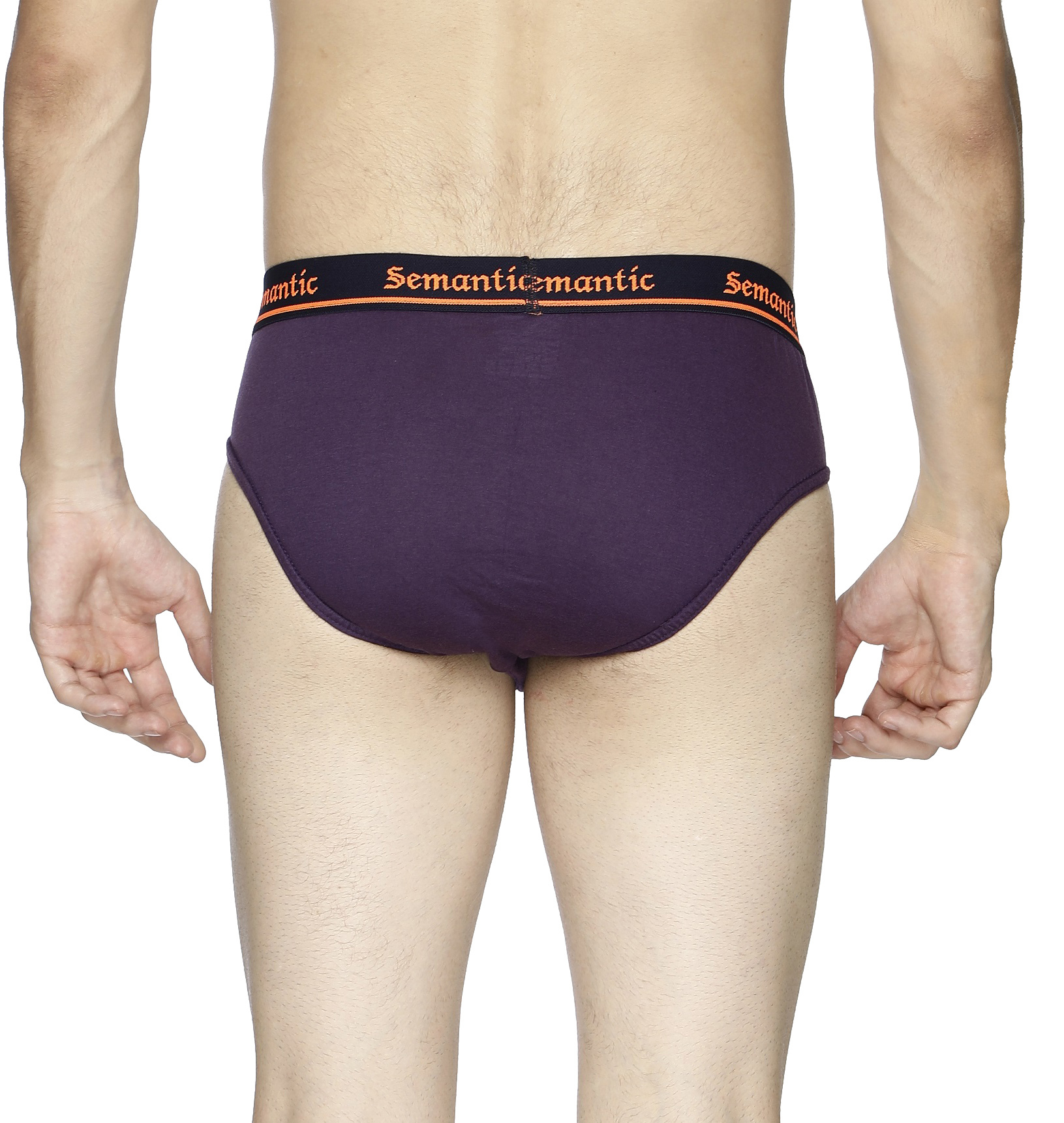 Semantic Cotton Briefs - Designer Waistband With Tape, Solid Purple Color | Plain Pattern, Available In Sizes S, M, L, Xl, Xxl For All Seasons
