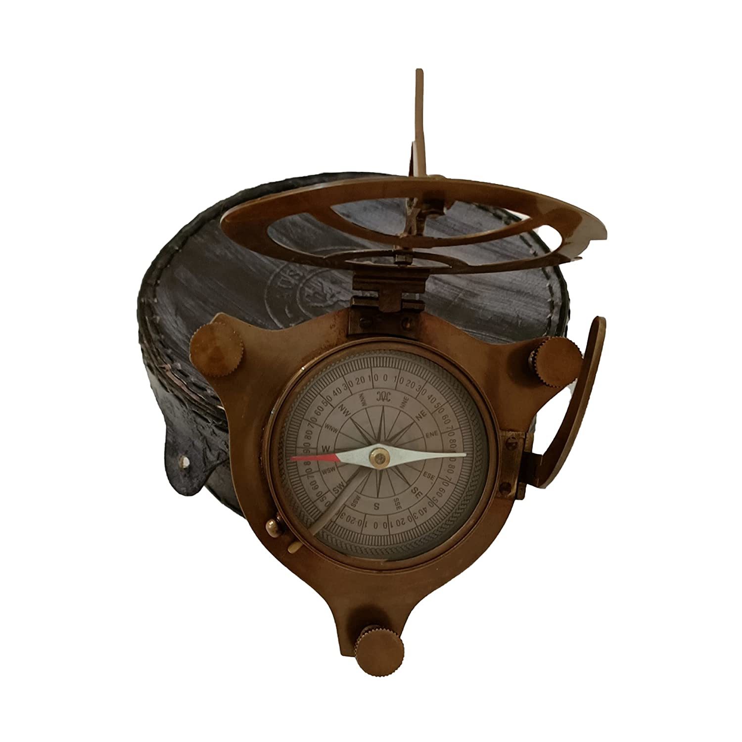 Brass Sundial Compass - 4 Inch Antique Design, Gold Finish | Functional Sundial And Magnetic Direction Finder, Unique Gift Collectible