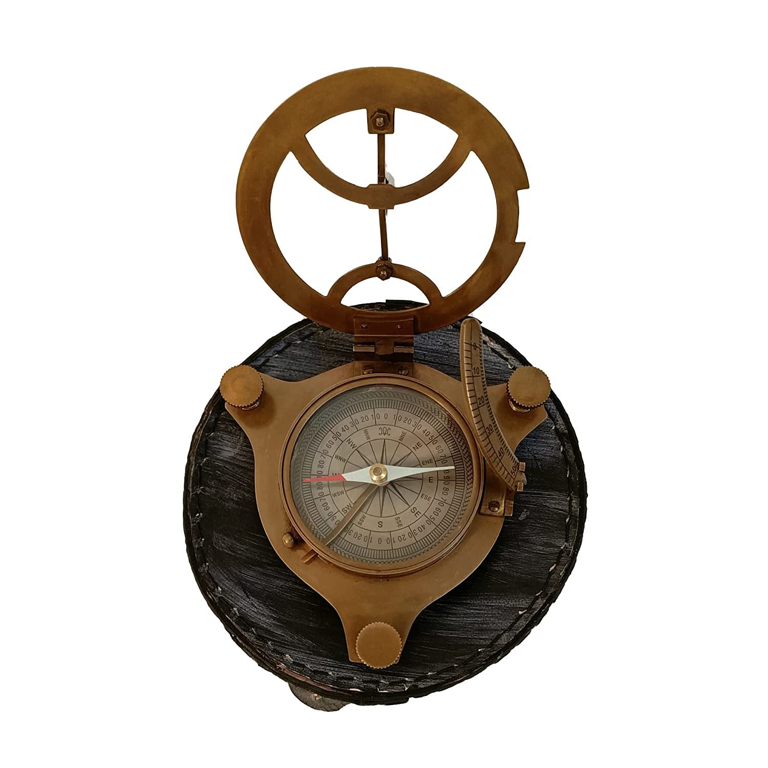 Brass Sundial Compass - 4 Inch Antique Design, Gold Finish | Functional Sundial And Magnetic Direction Finder, Unique Gift Collectible