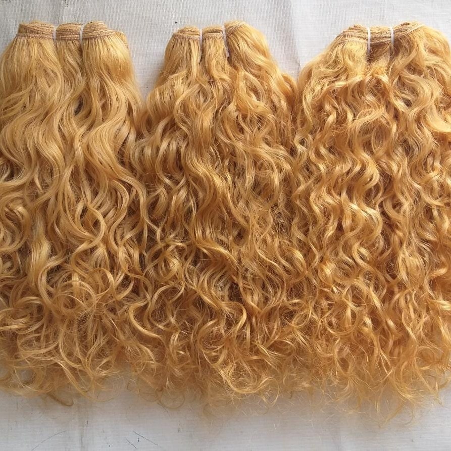 Raw Wavy Blonde Human Hair Extensions - Hair Extension Type: Weaving