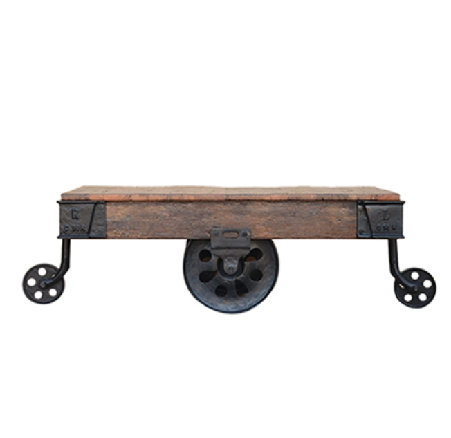 Fancy Wooden Cart Table - Color: Brown