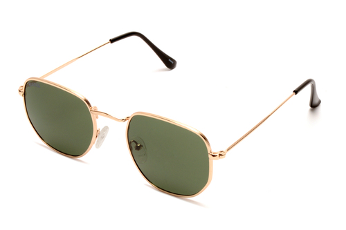 Roadies Rd-203-c1 Oval Sunglasses - Polarized PC Green Lenses, Golden Frame Color, UV400 Protection, 1 Year Warranty