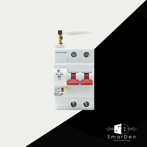 SmarDen Smart MCB 2 Pole 63A - WiFi-Controlled, 89x95x72mm, 128-bit AES Encryption | Features: Remote Control, Scheduling, Usage History, Auto-off Timer