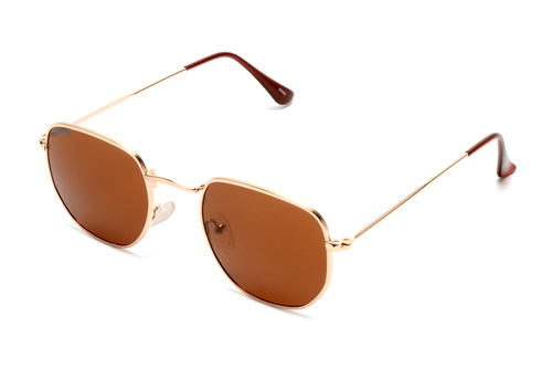 Roadies Rd-203-c2 Oval Sunglasses - UV400 Protection, Polarized Brown PC Lenses, Fashionable Golden Frame for Men and Women, 1-Year Warranty